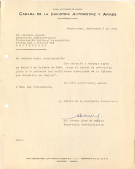 Carta de la Cámara de la Industria Automotriz y Afines
