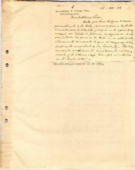 Tarjeta del Presbítero Sr. Ricardo Pittini