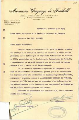 Invitación de la Asociación Uruguaya de Football