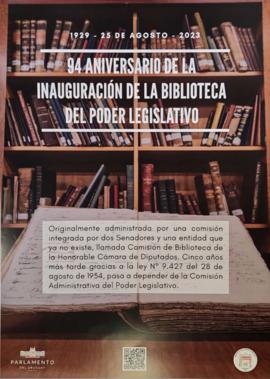 94 Aniversario de la inauguración de la Biblioteca del Poder Legislativo