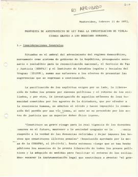 Propuesta de anteproyecto de ley para la investigación de violaciones graves a los derechos humanos