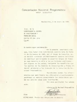 Carta a la Coordinadora de Centros de Investigación y Promoción Social