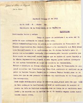 Comunicación al Sr. Secretario de la Presidencia