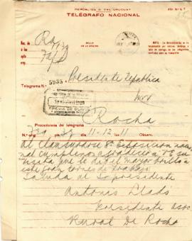 Agradeciemiento de asistencia del Sr. Presidente en exposición rural de Rocha