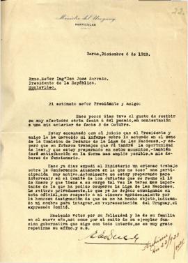 Carta de agradecimiento hacia el Presidente José Serrato