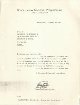 Carta al Movimiento Pro Detención de las Ejecuciones Bancarias y Adecuación de Deudas