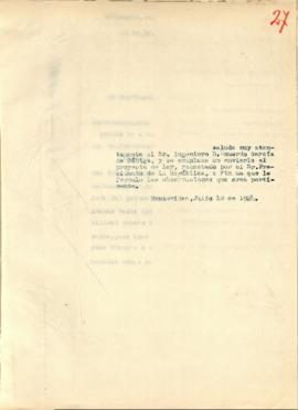 Nota dirigida al Sr. Ingeniero D. Eduardo García de Zúñiga