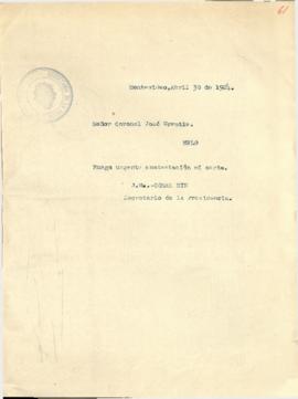 Nota dirigida al Sr. Coronel José Urrutia
