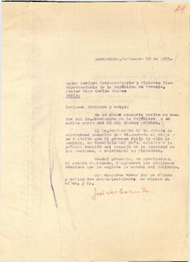 Nota enviada al Ministro Plenipotenciario