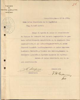 Nota de la Comisión del Palacio Legislativo.