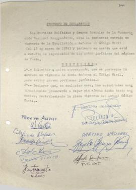 Solicitud de postergación de entrada en vigencia del Código Civil