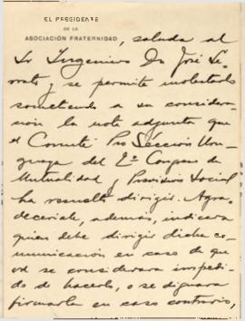 Carta del Presidente de la Asociación Fraternidad.
