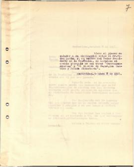 Nota de agradecimiento dirigida al Sr. Pedro Cosio