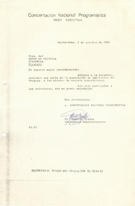 Carta al Grupo de Política Económica