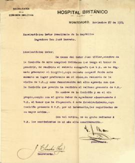 Nota de agradecimiento del Hospital Británico
