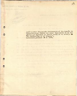 Nota agradeciendo al Sr. Joaquín de Salterain