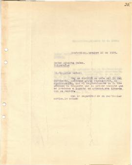 Nota dirigida al Sr. Alberto Muñoz.