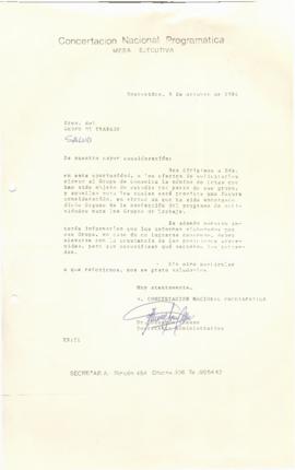 Carta al Grupo de Trabajo de Salud