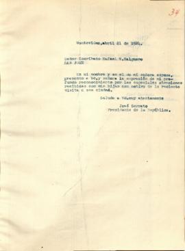 Nota dirigida al Sr. Rafael V. Salguero