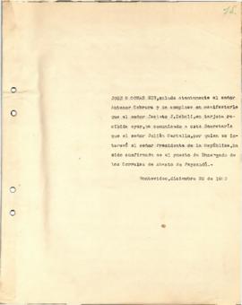 Nota dirigida al Sr. Antenor Cabrera