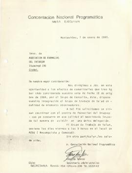 Carta a la Asociación de Farmacias del Interior
