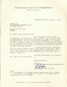 Carta a la Organización Nacional de la Seguridad Social