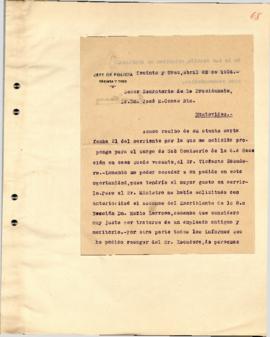 Nota del Jefe de Policía de Treinta y Tres