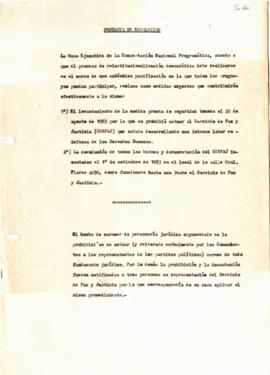 Proyecto de resolución sobre SERPAJ