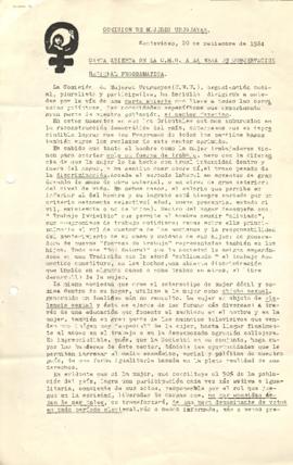 Carta de la C.M.U (Comisión de Mujeres Uruguayas)