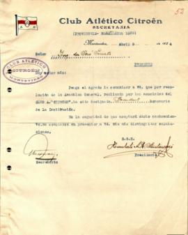 Nota del Club Atlético Citroën