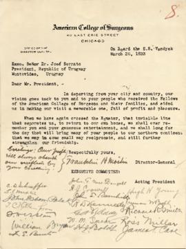 Carta de agradecimiento del American Collage of Surgeons