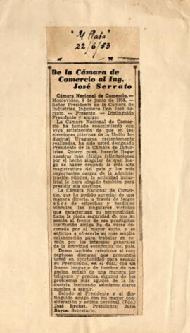 De la Cámara de Comercio al Ing. José Serrato