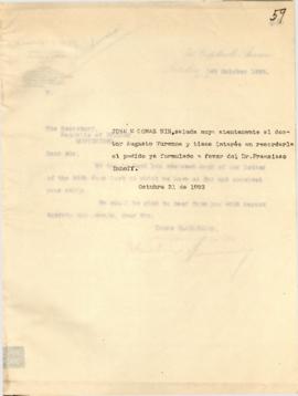 Nota dirigida al Sr. Augusto Turenne