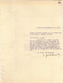 Nota dirigida al Director General de la Sanidad Militar