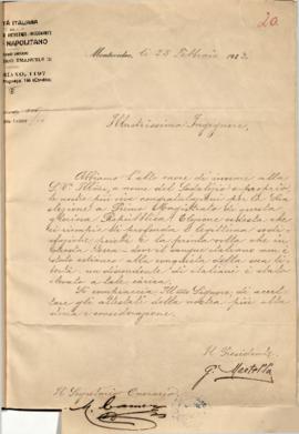 Carta de felicitación del Circulo Napolitano.