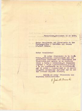 Nota dirigida al Directorio de los Ferrocarriles del Estado.