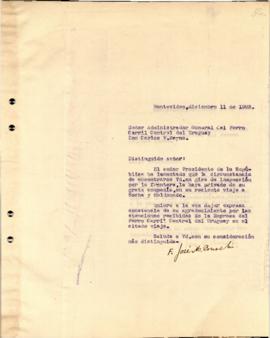 Nota dirigida al Sr. Administrador General Del Ferro Carril del Uruguay